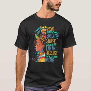 Camiseta Orgulho Forte Educado Escorpião Rainha Africana Am