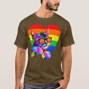 Camiseta Orgulho Gato Gato Gato Gato LGBT Sinalizador de Tr