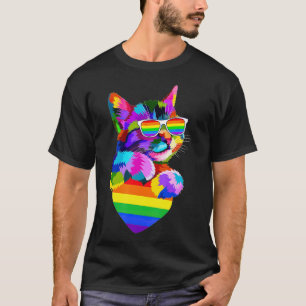 Camiseta Orgulho Gato Gato Gato Gato LGBT Sinalizador de Tr
