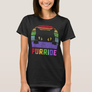 Camiseta Orgulho Gato Purride Gay LGBTQ Sinalizador Arco-Ír
