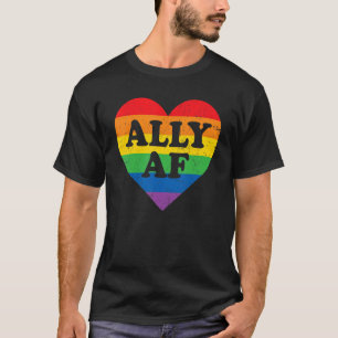 Camiseta Orgulho gay Ally Af LGBT Rainbow Heart LGBTQ Lésbi
