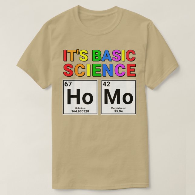 Camiseta Orgulho gay Ally Homo É Ciência Básica Periódica T (Frente do Design)
