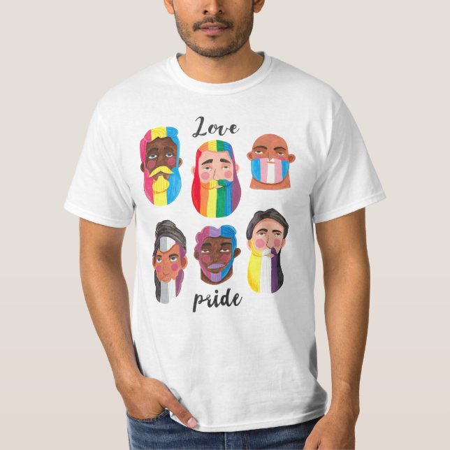 Camiseta Orgulho gay arco-íris bandeiras de gênero barba ho (Frente)