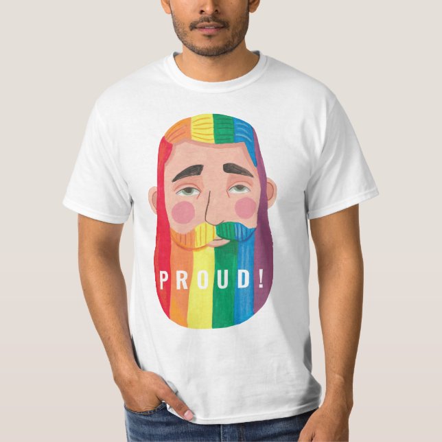 Camiseta Orgulho gay arco-íris bandeiras de gênero barba ho (Frente)