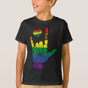 Camiseta Orgulho gay ASL - Linguagens de sinais LGBT Defici