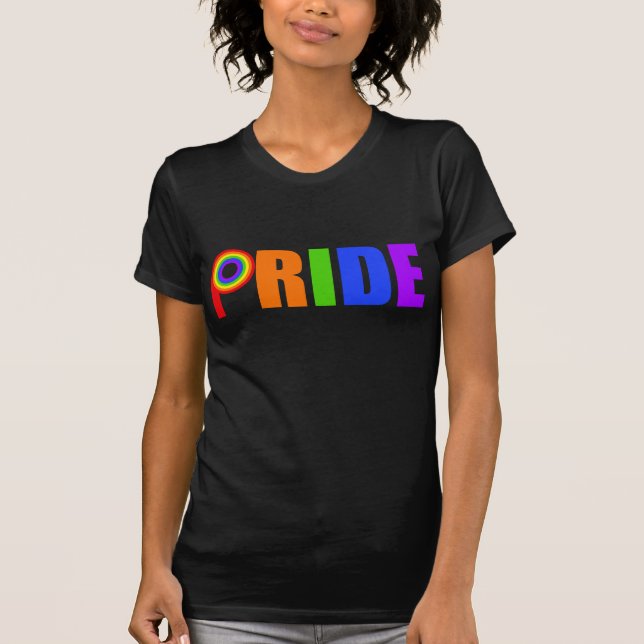 Camiseta Orgulho gay Bold Belas Letras Arco-Íris (Frente)