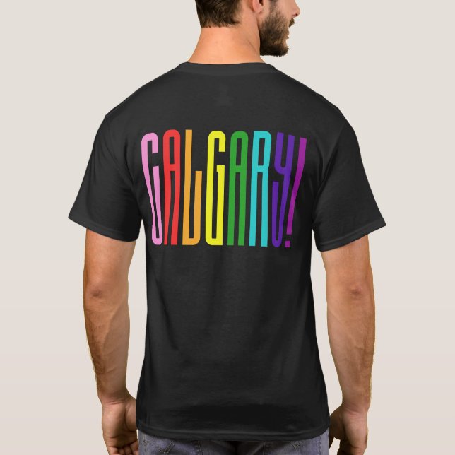 Camiseta Orgulho gay brilhante LGBT do texto LGBTQ Calgary (Verso)
