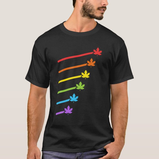 Camiseta Orgulho gay Canadense Rainbow Maple Leaf Canada LG (Frente)