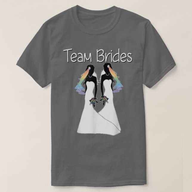 Camiseta Orgulho gay Casamento Lésbica Arco-Íris Bachelore (Frente do Design)