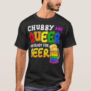 Camiseta orgulho gay Chubby Queer Ready for Beer Rainbow LG