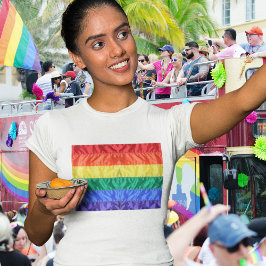 Camiseta Orgulho gay Clássico Faux Silk Rainbow Flag LGBTQ 