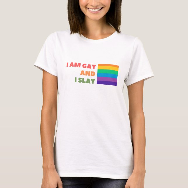 Camiseta Orgulho gay com Citação Sou gay e estou atrasado (Frente)