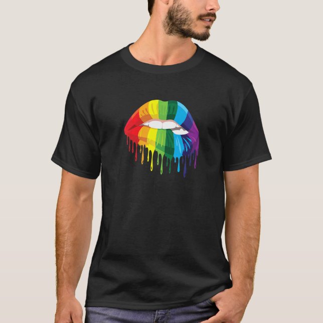 Camiseta Orgulho gay Da Igualdade Do Íptico Arco-Íris Bitar (Frente)