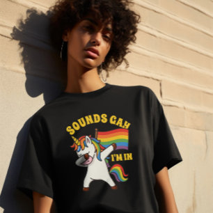 Camiseta Orgulho gay Dabbing Unicorn with Flag