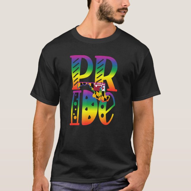 Camiseta Orgulho gay de Maryland em letras de blocos (Frente)