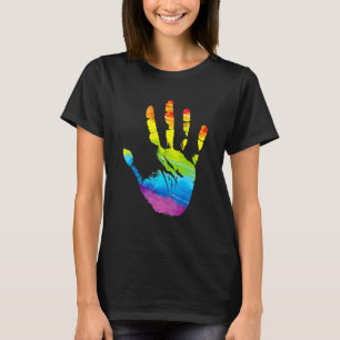 Camiseta Orgulho gay de Mês de Impressão de Mão Arco-Íris W