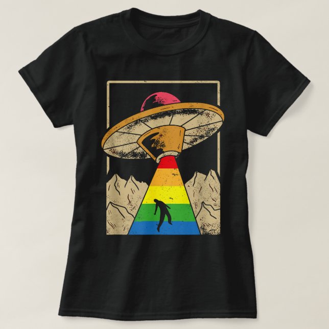 Camiseta Orgulho gay de Rapto de alienígena Gaylien Lgbt (Frente do Design)