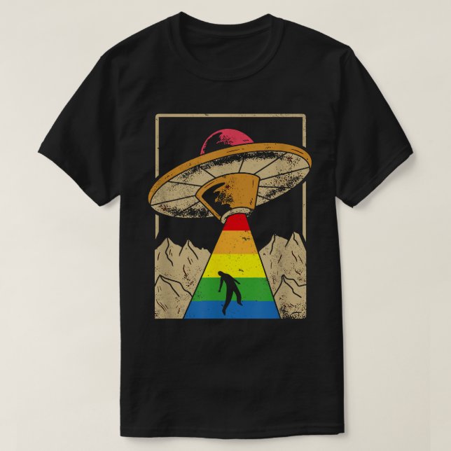Camiseta Orgulho gay de Rapto de alienígena Gaylien Lgbt (Frente do Design)