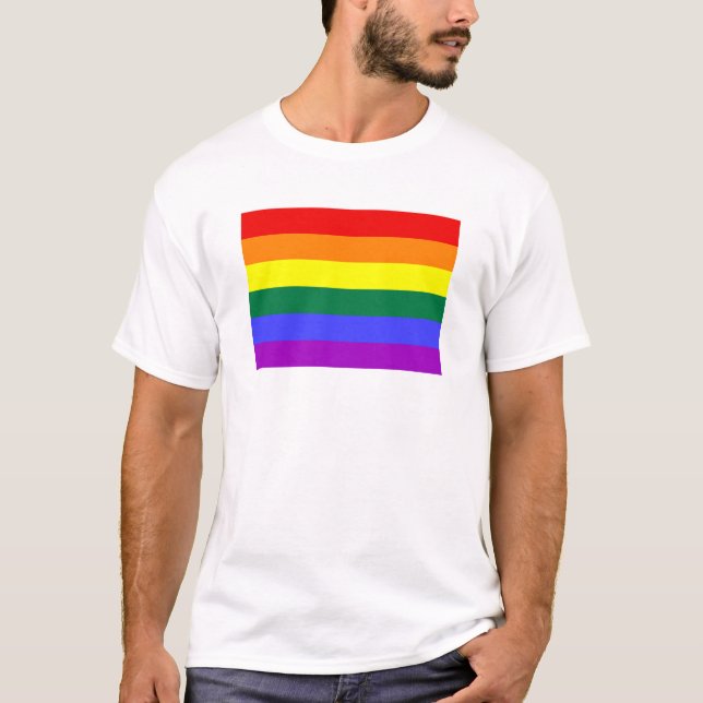 Camiseta Orgulho gay de Sinalizador Arco-Íris (Frente)
