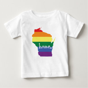 Camiseta Orgulho gay de Wisconsin Mapa do lar