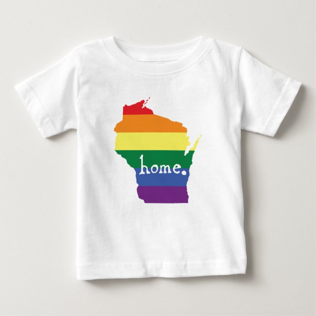 Camiseta Orgulho gay de Wisconsin| Mapa do lar (Frente)