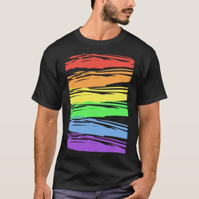 Camiseta Orgulho gay do Arco-Íris Horizontal (Frente)