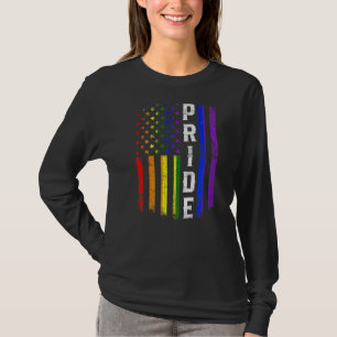 Camiseta Orgulho gay do Arco-Íris Lgbt América Flag Vintage