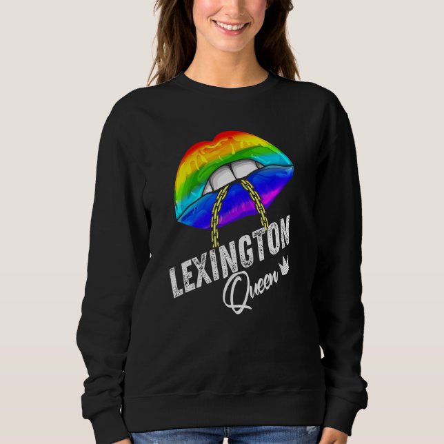 Camiseta Orgulho gay do Lexington Queen Lgbtq Lábios Rainbo (Frente)