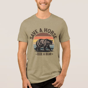 Camiseta Orgulho Gay do Urso Humor Salve um Cavalo Monte um