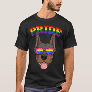 Camiseta Orgulho gay Doberman Dog Dobie Com Lgbt Rainbow Su