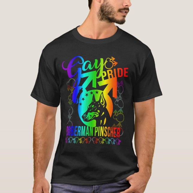 Camiseta Orgulho gay Doberman Pinscher (Frente)