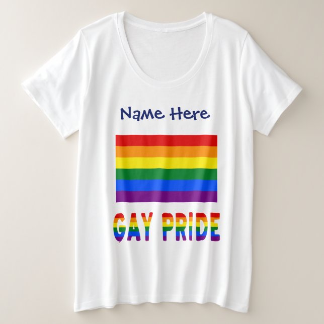 Camiseta Orgulho gay e Sinalizador do Arco-íris Personaliza (Frente do Design)