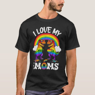Camiseta Orgulho Gay Eu Amo Minhas Duas Mães Dino LGBTQ Ali