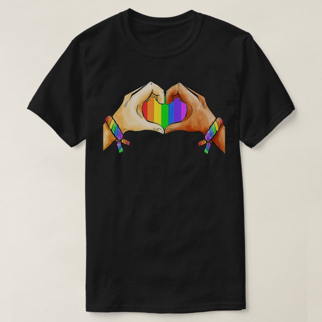 Camiseta Orgulho gay Fechando Unidade Cardíaca do Sinalizad (Frente do Design)