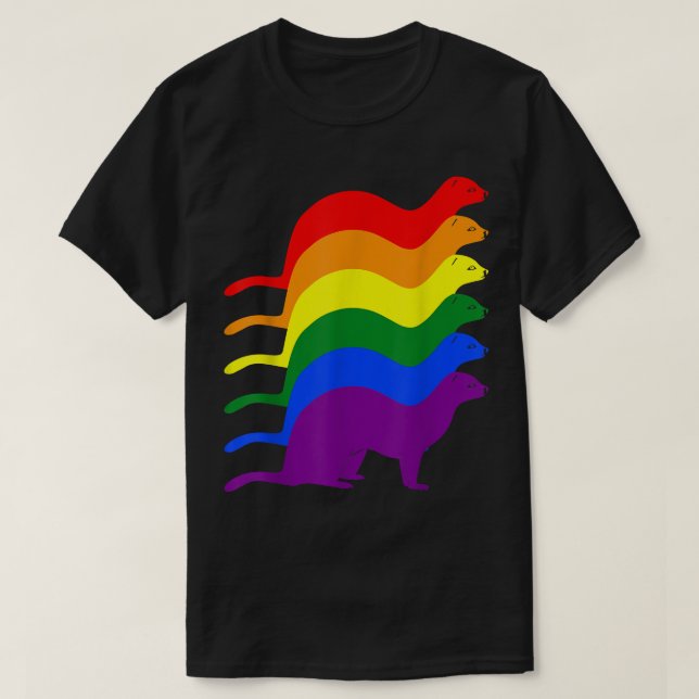 Camiseta Orgulho gay Ferret LGBT Sinalizador LGBT (Frente do Design)
