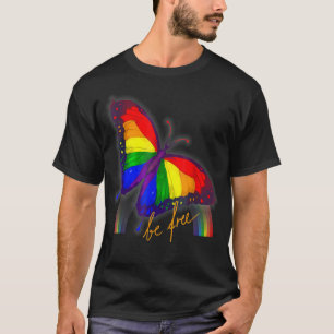 Camiseta Orgulho gay Flag Butterfly LGBT CSD Seja livre, ga