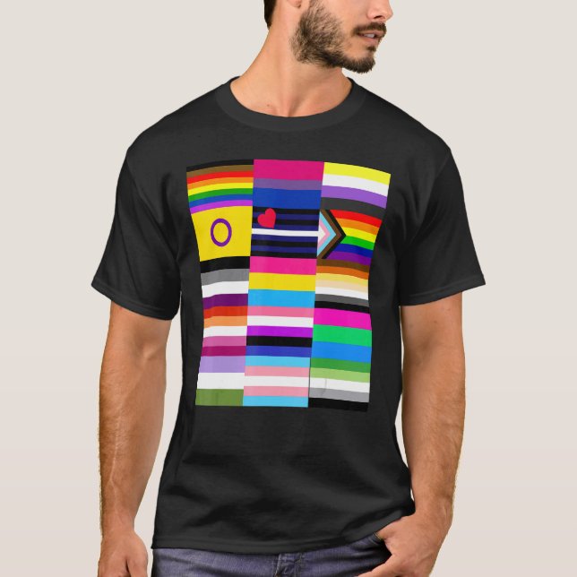 Camiseta Orgulho gay Flags Design de Palavras Arco-Íris (Frente)