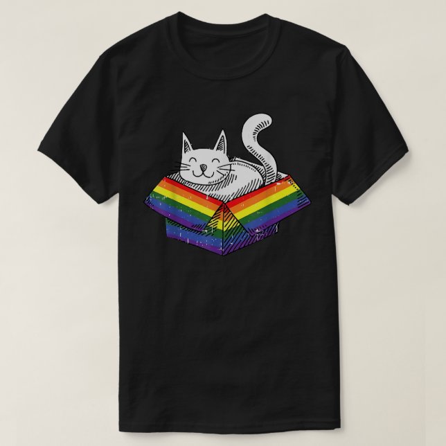 Camiseta Orgulho Gay Gato Arco-íris Fofo Gatinho Gata Orgul (Frente do Design)