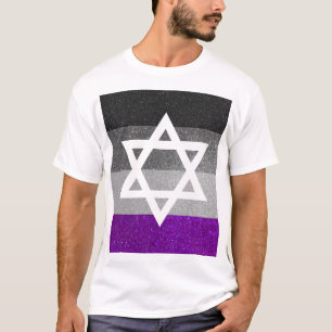 Camiseta Orgulho gay Glitter - Estrela Judaica Asexual de D