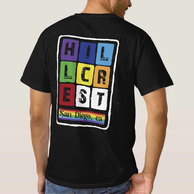 Camiseta orgulho gay Hillcrest San Diego California Retro V (Verso)