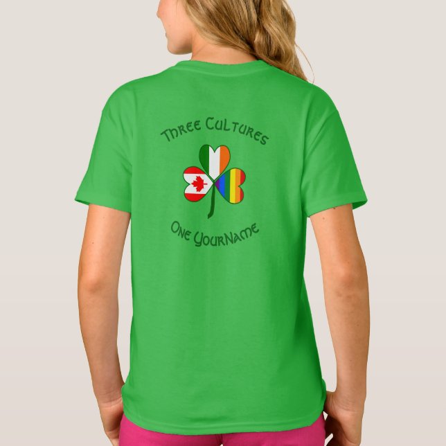 Camiseta Orgulho gay Ireland Canada Shamrock Flag Personali (Verso)