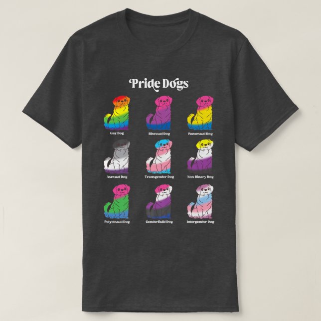 Camiseta Orgulho gay Kawaii Dog Anime LGBTQ Genderfluido Tr (Frente do Design)