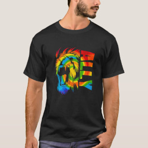 Camiseta Orgulho Gay Leão Lgbt Q Animal Legal Arco-íris Ban