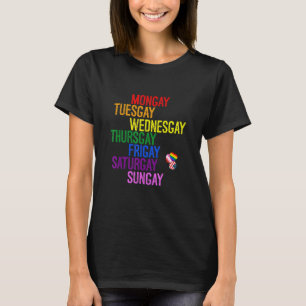 Camiseta orgulho gay lésbica agenda LGBT colorida Arco-Íris
