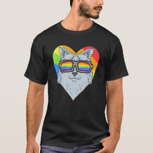 Camiseta Orgulho Gay LGBT Arco-íris - gato siberiano - Cora
