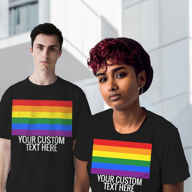 Camiseta Orgulho gay LGBT Arco-Íris Texto Personalizado Pre (Criador carregado)