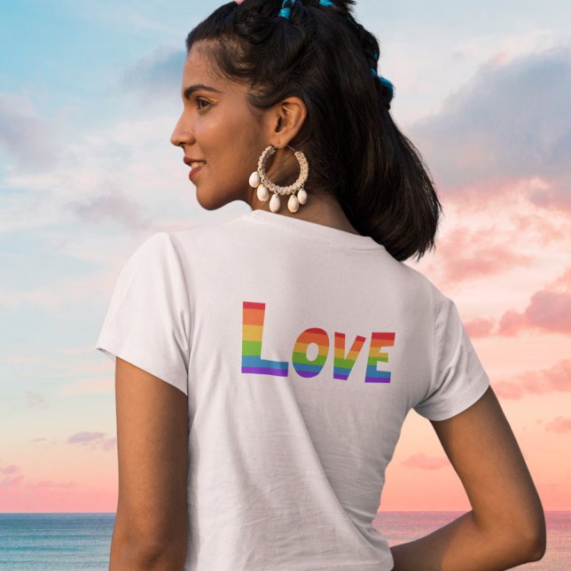 Camiseta Orgulho gay LGBT bandeira arco-íris Love is Love L (Criador carregado)
