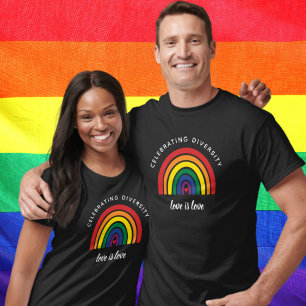 Camiseta Orgulho gay LGBT Celebrando Diversidade O Amor É A