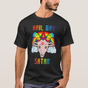 Camiseta Orgulho gay LGBT Gótico Satã de Gay de de saudaçã