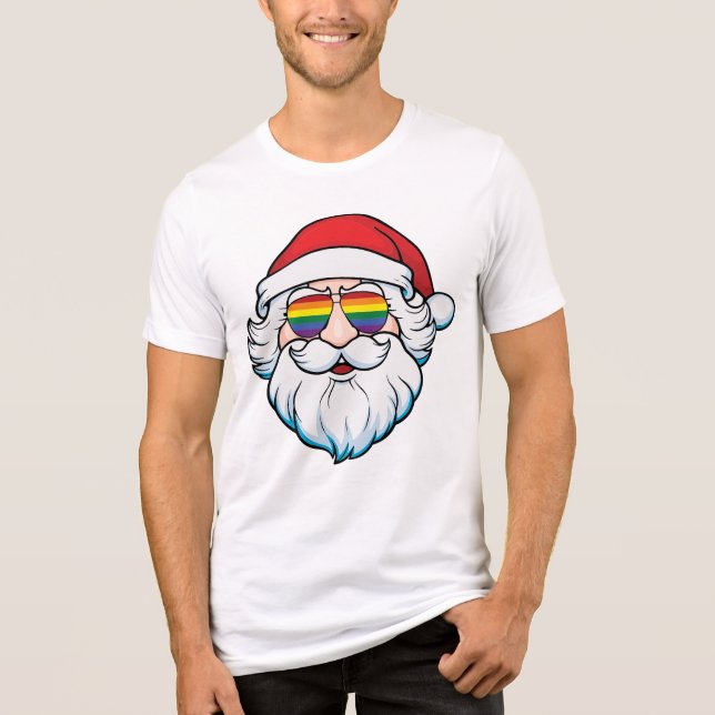 Camiseta Orgulho gay LGBT Legal Trendy Papai Noel Natal (Frente)